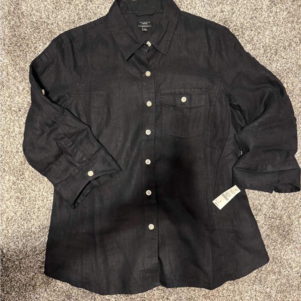 Talbots Black Irish linen Shirt